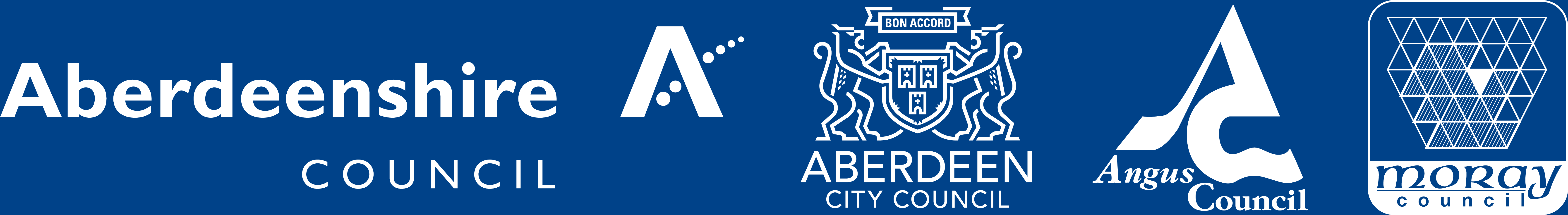 Aberdeenshire, Aberdeen City, Angus and Moray Council logos